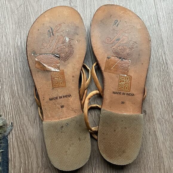 Free People Kayla Leather Strappy Sandals US 8 Flats Boho Indie Made In India - Picture 4 of 13